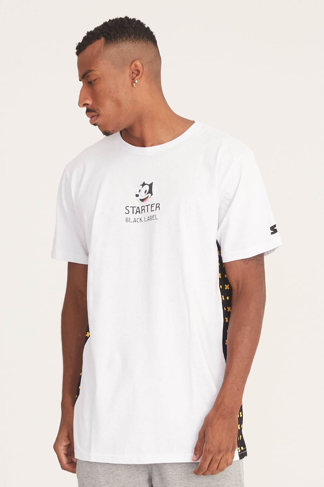 Camiseta Starter Especial Collab Gato Félix Branca Menor preço em Camiseta Starter Especial Collab Gato Félix Branca