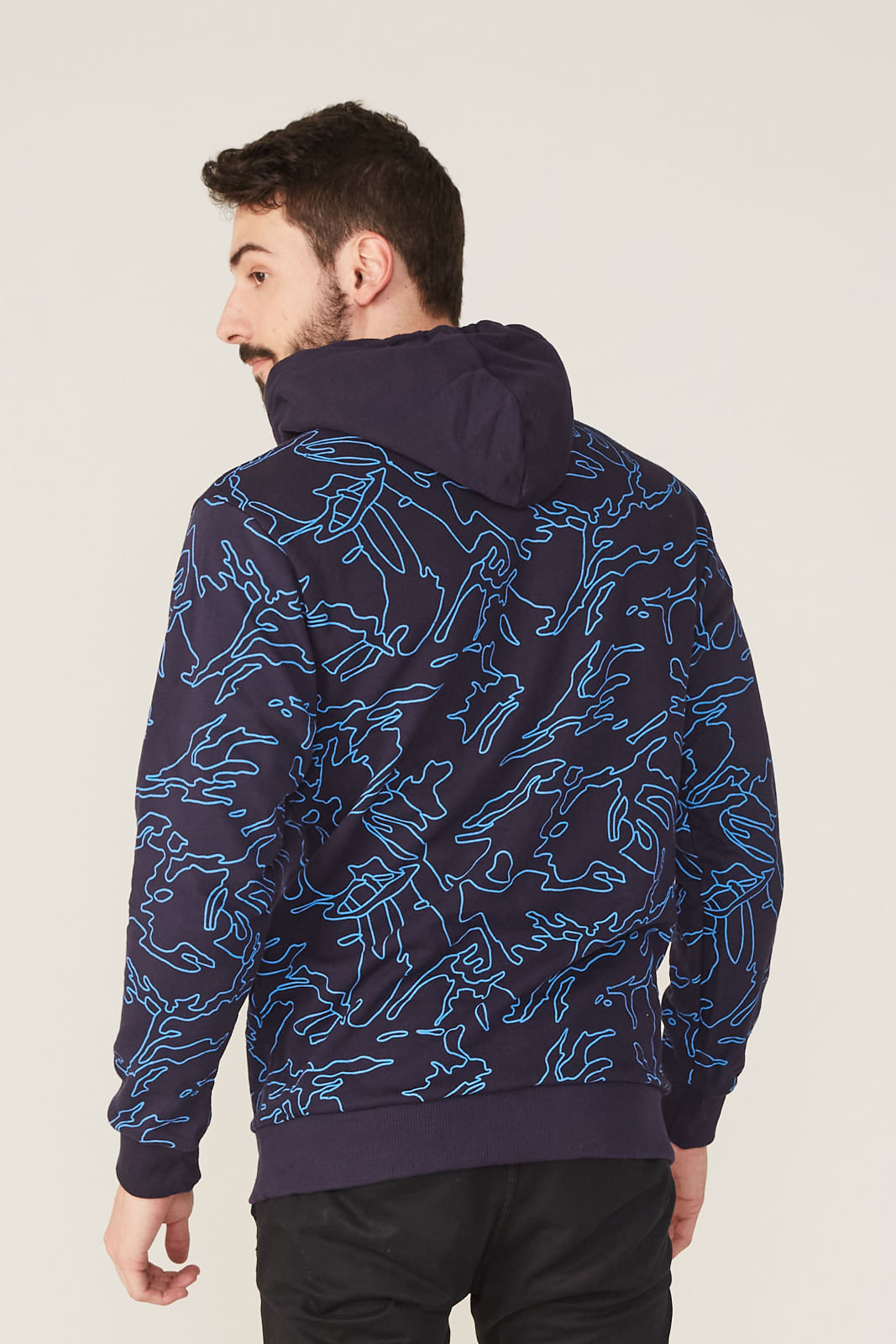 dark blue and black moletom com capuz