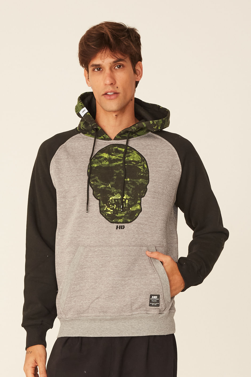 skull print moletom com capuz