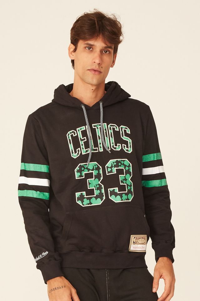 Moletom Mitchell Ness Fechado Com Capuz Especial Boston Celtics Larry Bird Preto Starter Moletom Mitchell Ness Fechado Com Capuz Especial Boston Celtics Larry Bird Preto Starter