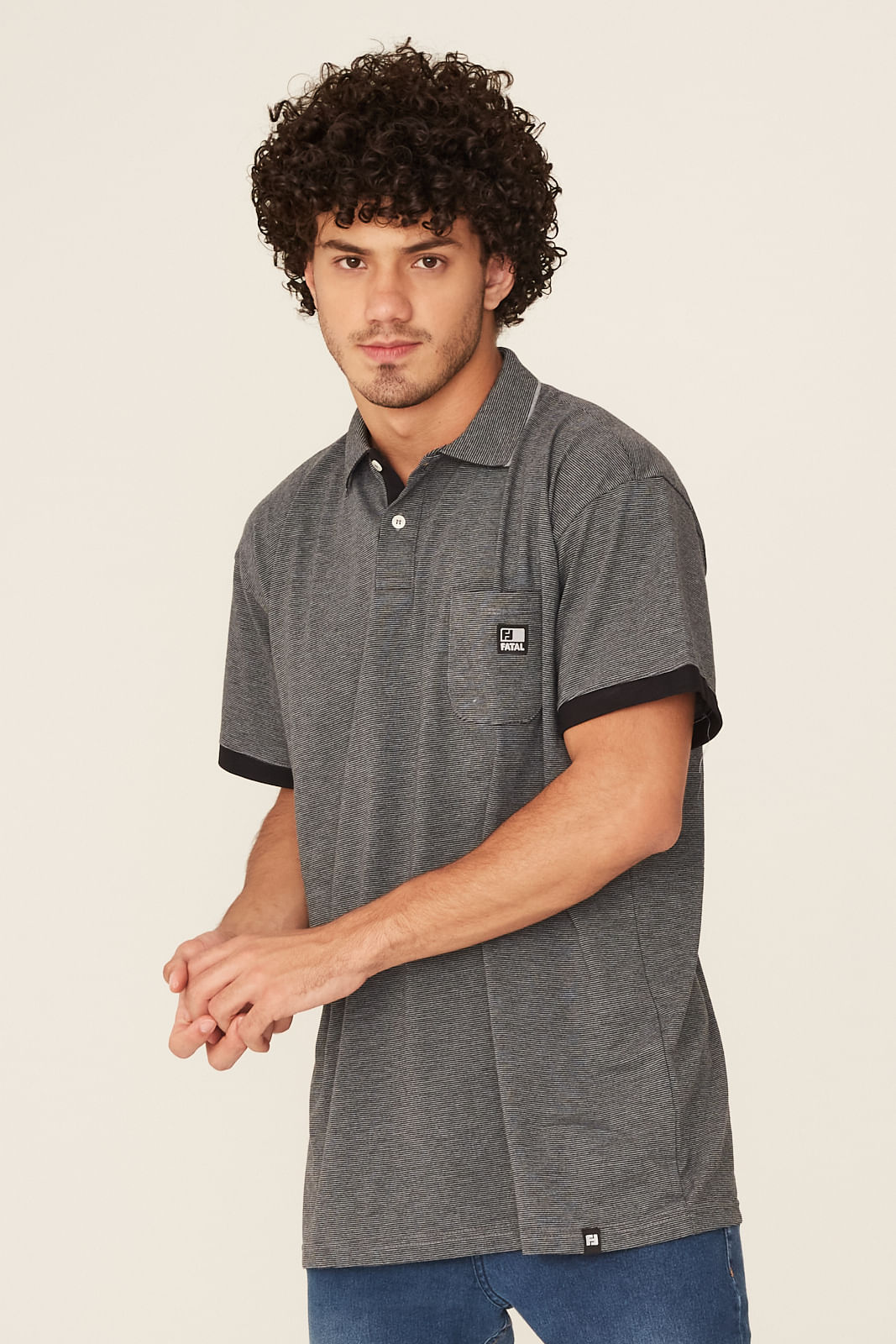 Camisa Polo Fatal Plus Size Estampada Preta Menor preço em Camisa Polo Fatal Plus Size Estampada Preta