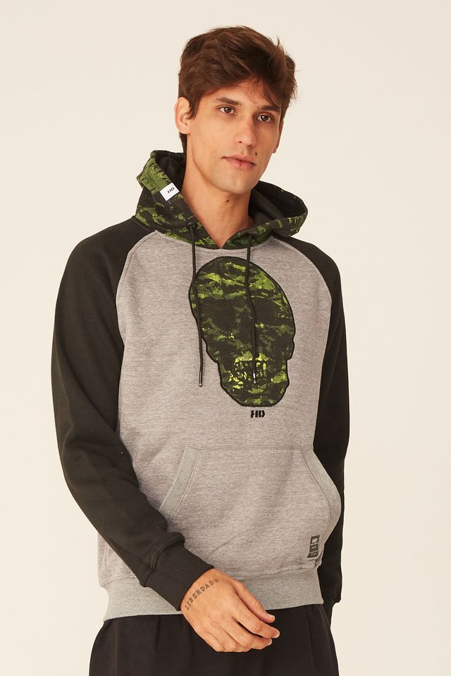 camo zip up moletom com capuz