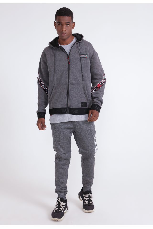 gray moletom com capuz and sweatpants