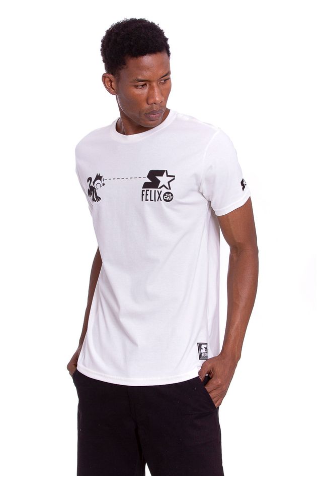 Camiseta-Starter-Estampada-Collab-Gato-Felix-Off-White