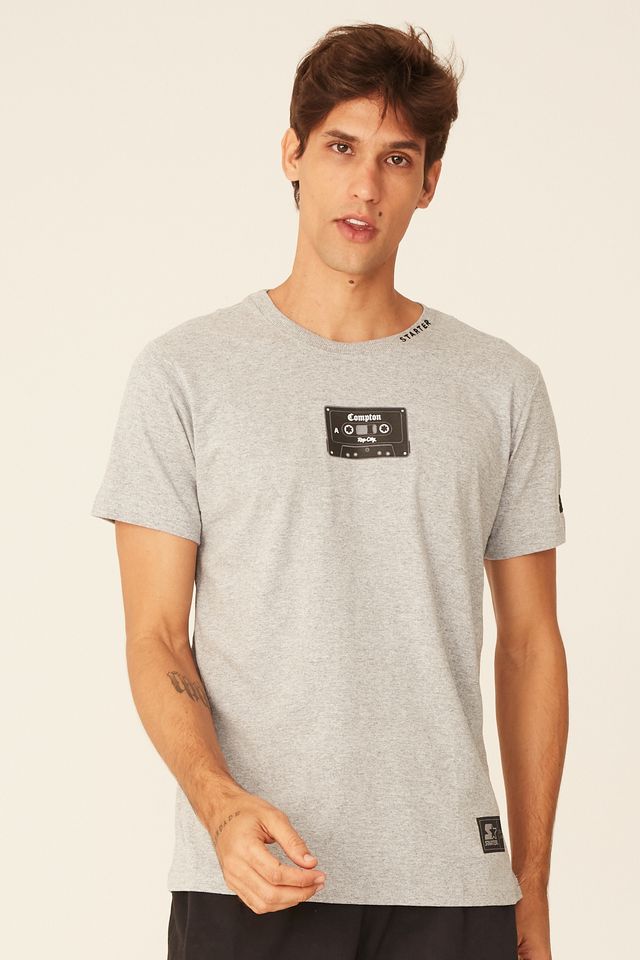 Camiseta-Starter-Estampada-Compton-Tape-Cinza-Mescla