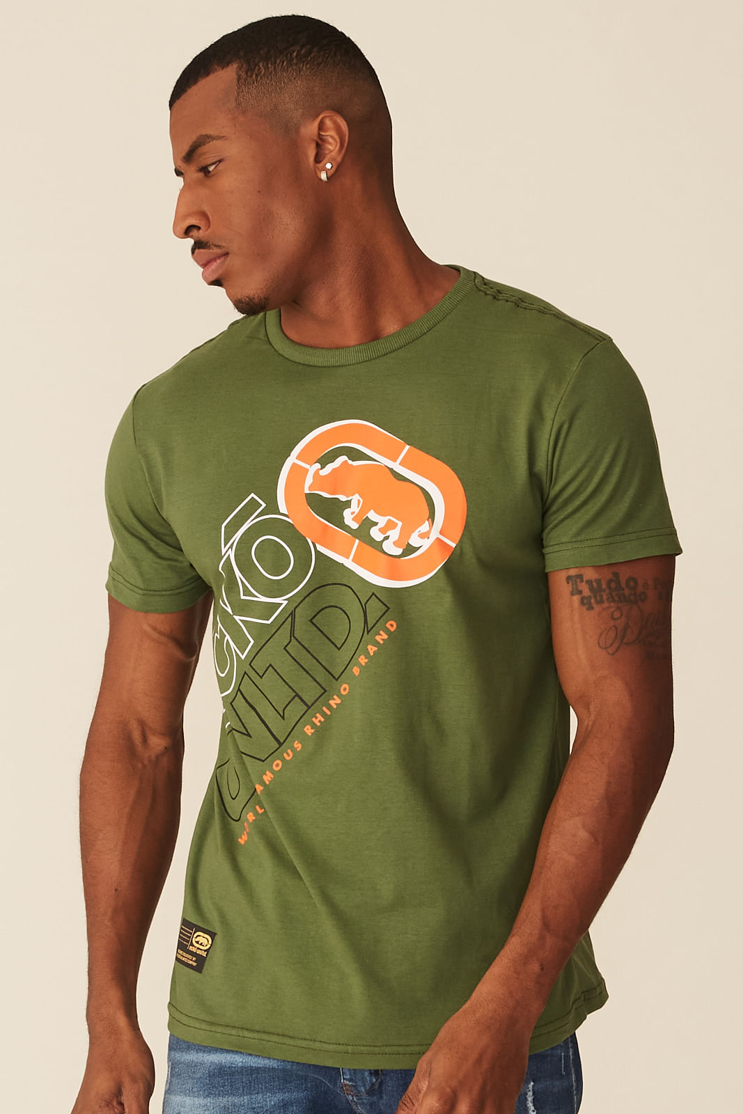 Camiseta Ecko Estampada Verde Militar