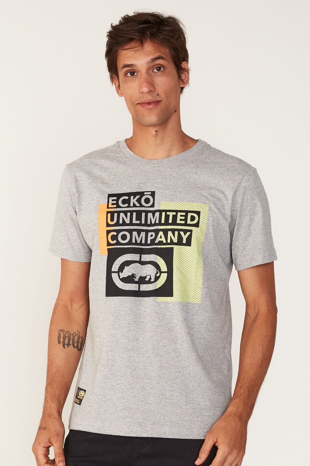Camiseta Ecko Estampada Cinza Mescla