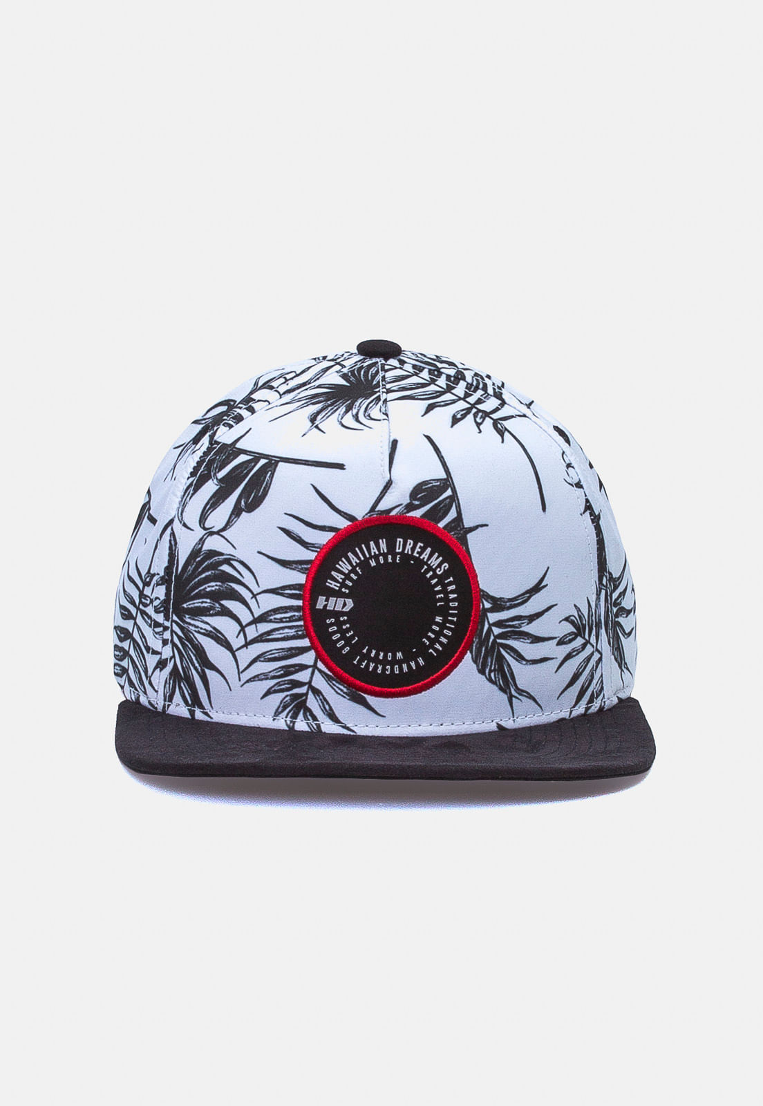 Boné HD Aba Reta Snapback Leaves Branco - HawaiianDreams