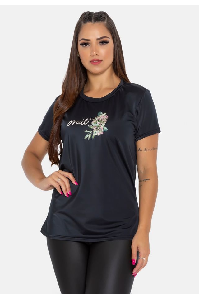 Camiseta-Oneill-Feminina-Lycra-WMS-Graphic-S-S-Rash-Tee-Preta