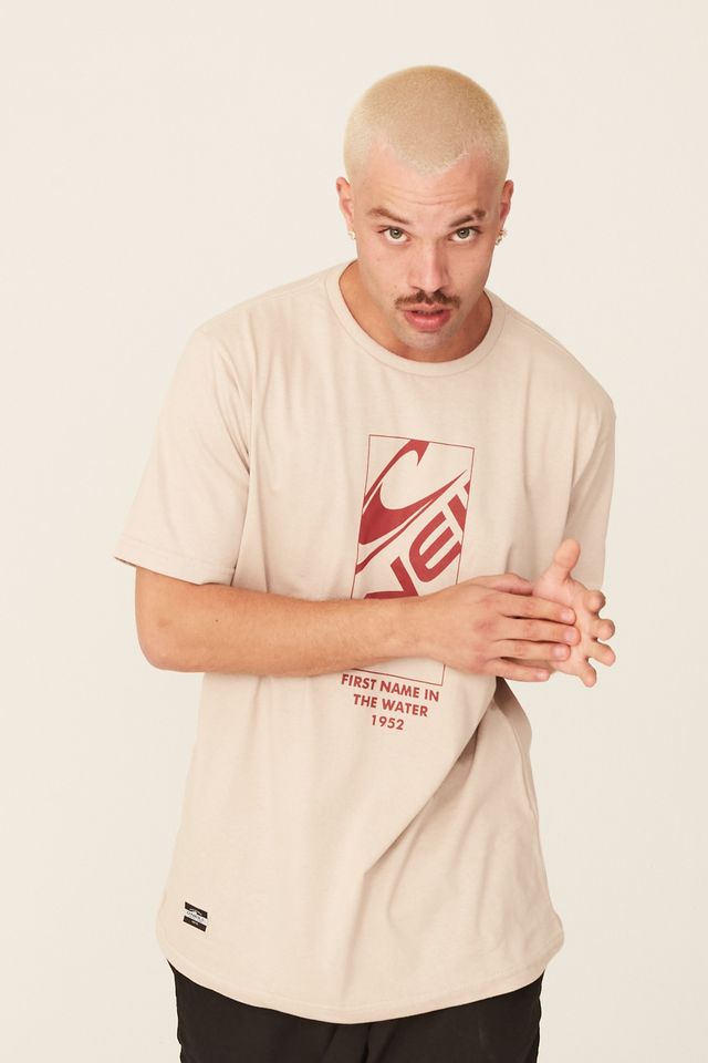 Camiseta-Oneill-Estampada-Bege
