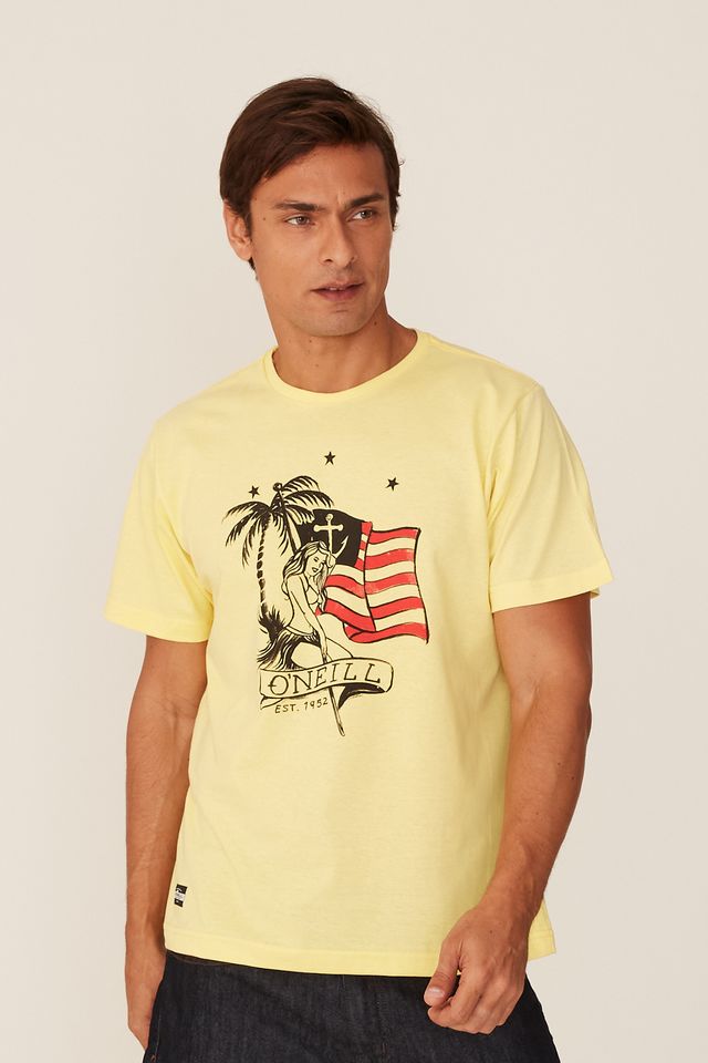Camiseta-Oneill-Estampada-Amarela