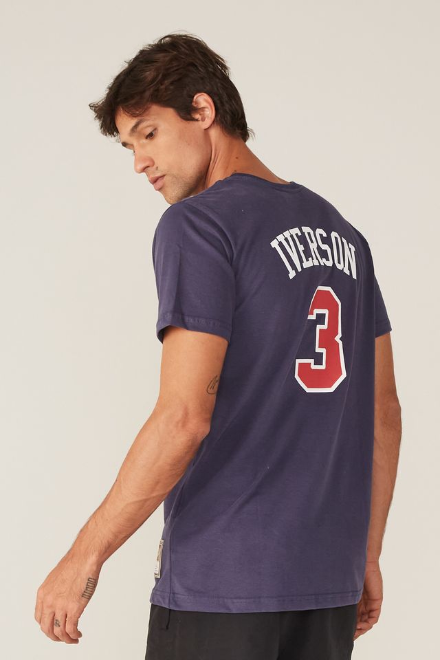 Camiseta-Mitchell---Ness-Estampada-Philadelphia-76ERS-Allen-Iverson-Azul-Marinho
