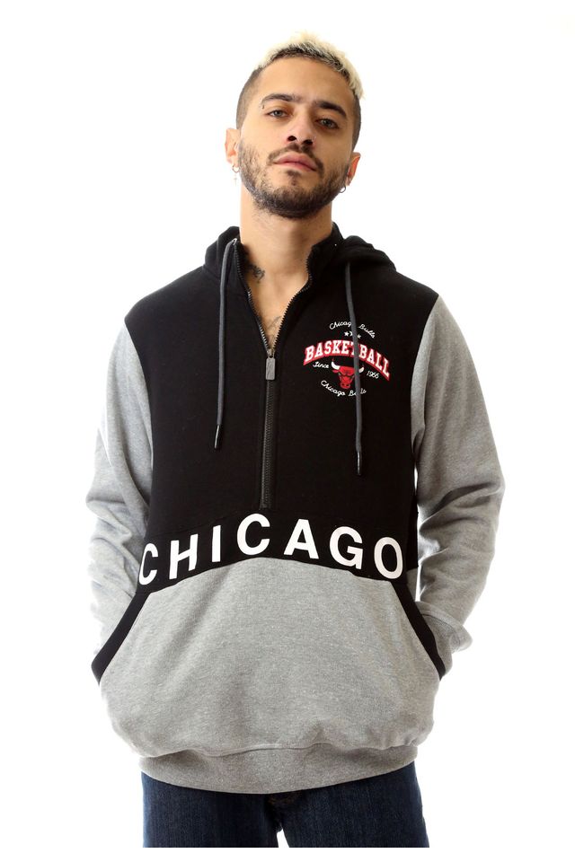 black chicago bulls moletom com capuz