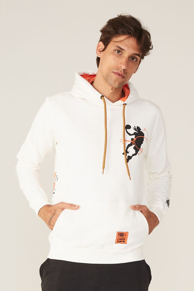 h & m white moletom com capuz