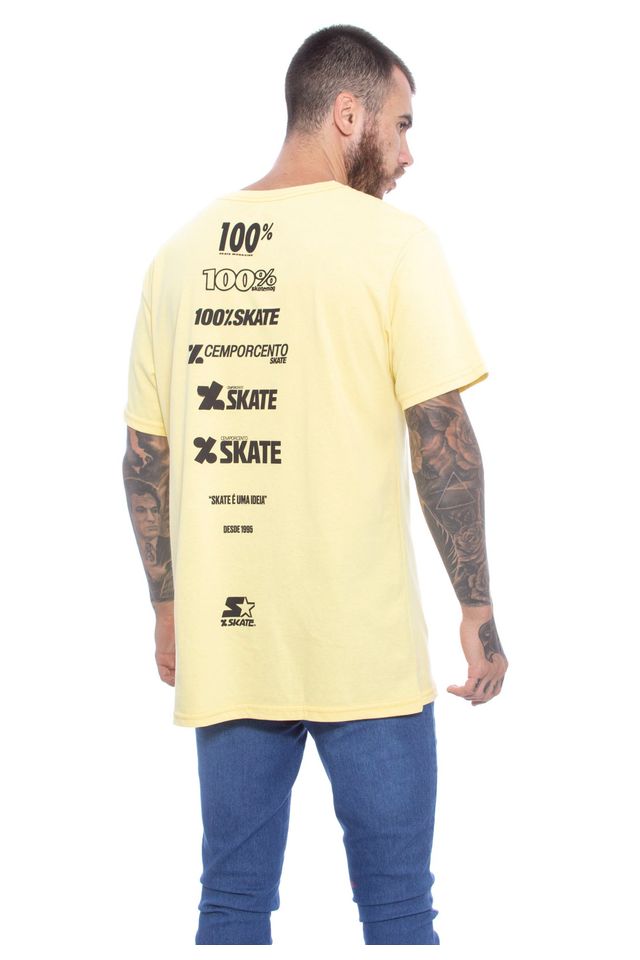 Camiseta-Starter-Estampada-Collab-Cemporcento-Skate-Amarela