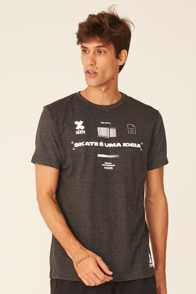 Camiseta-Starter-Estampada-Collab-Cemporcento-Skate-Cinza-Mescla-Escuro