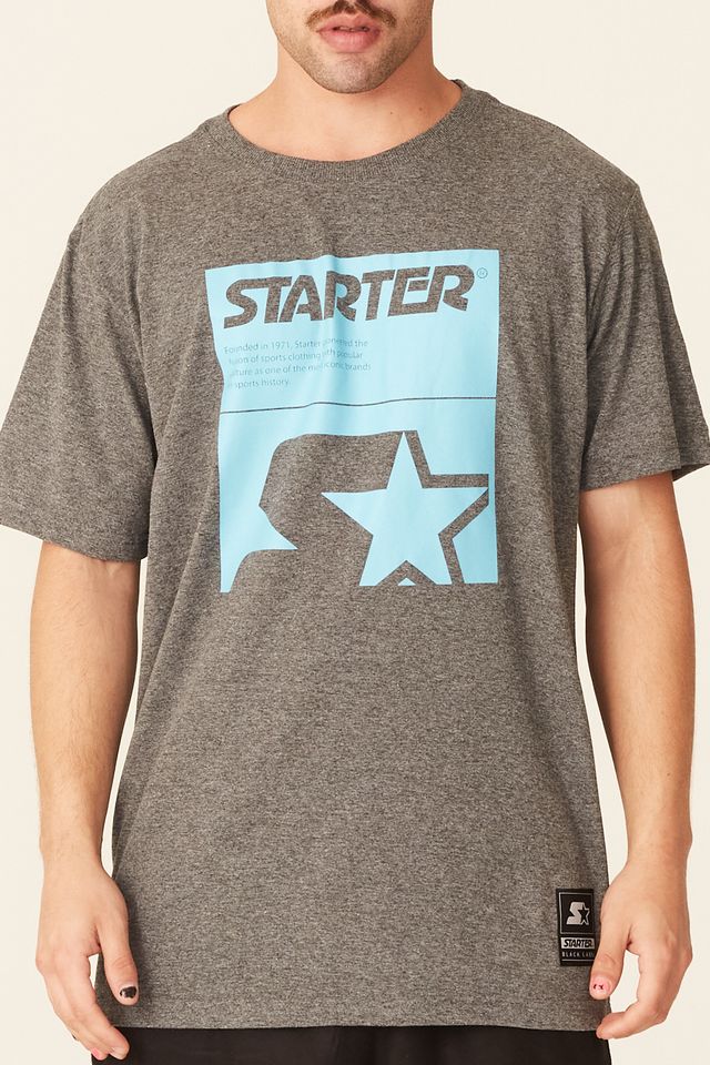Camiseta-Starter-Estampada-Cinza-Mescla-Escuro