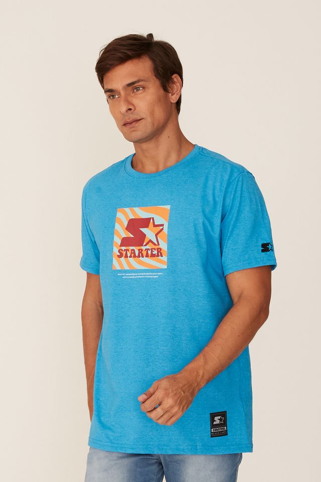 Camiseta-Starter-Estampada-Azul-Mescla