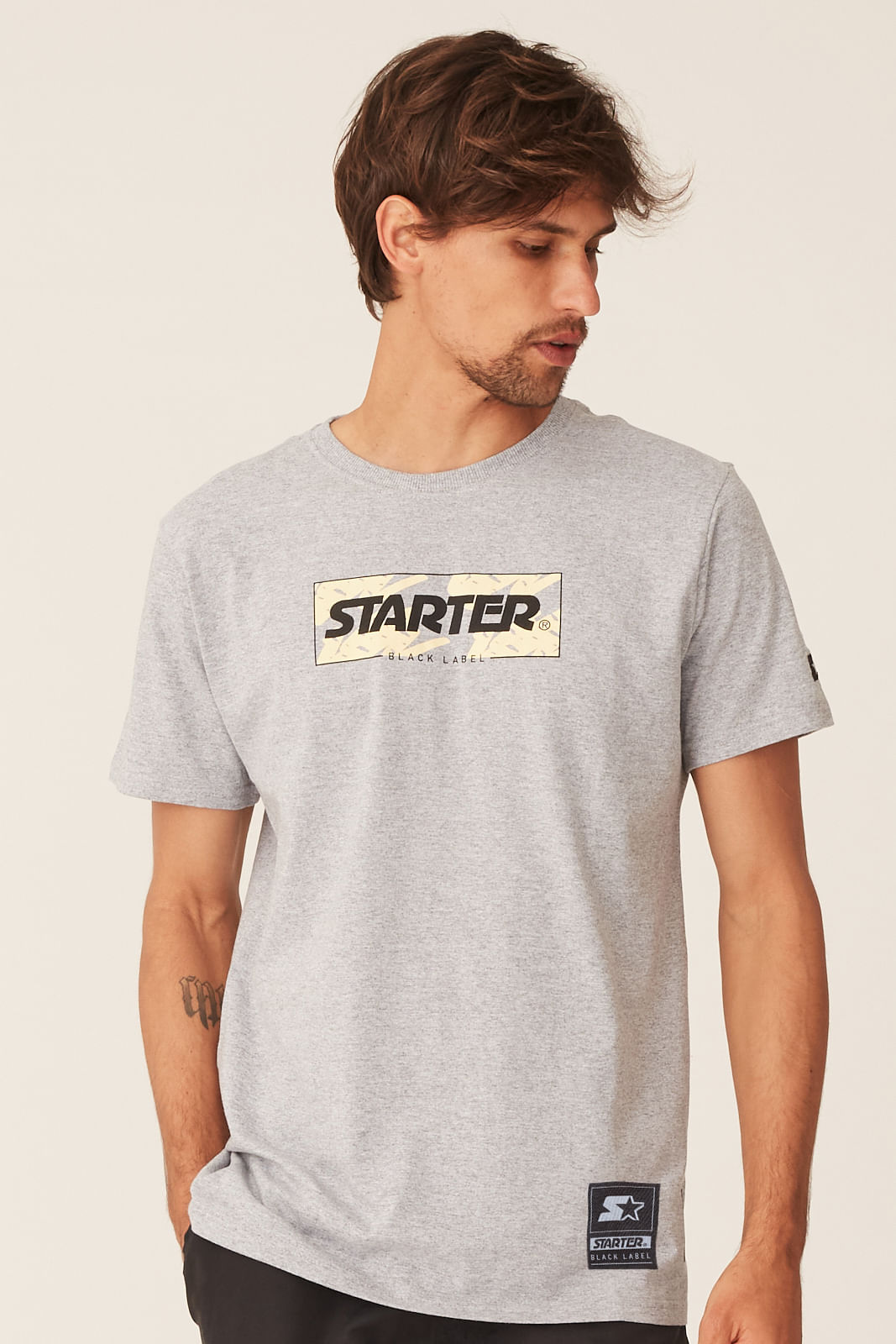 Camiseta Starter Estampada Cinza Mescla
