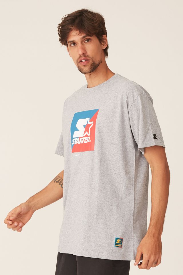Camiseta-Starter-Plus-Size-Estampada-Cinza-Mescla