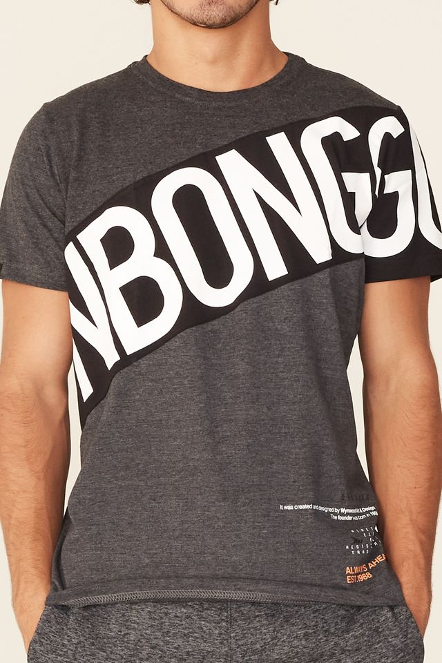 Camiseta-Onbongo-Especial-Estampada-Big-Logo-Cinza-Mescla-Escuro