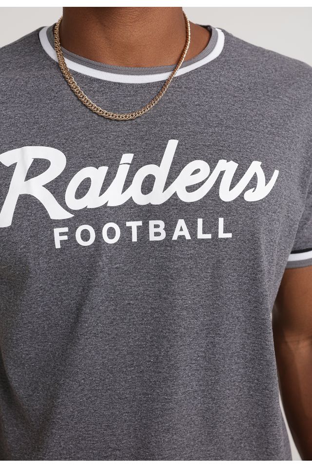 Camiseta-Mitchell---Ness-Estampada-NFL-Especial-Oakland-Raiders-Cinza-Mescla-Escuro