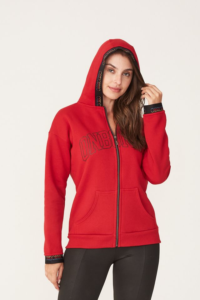 red fleece moletom com capuz women's