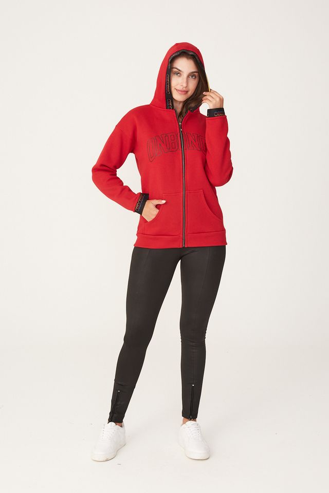 red fleece moletom com capuz women's