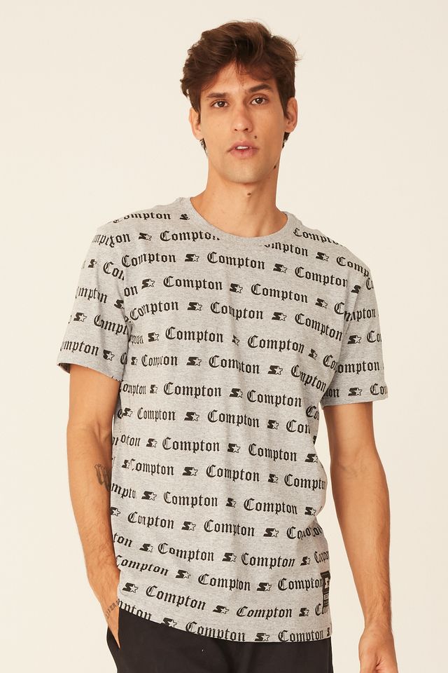 Camiseta-Starter-Basica-Estampada-Compton-Cinza-Mescla