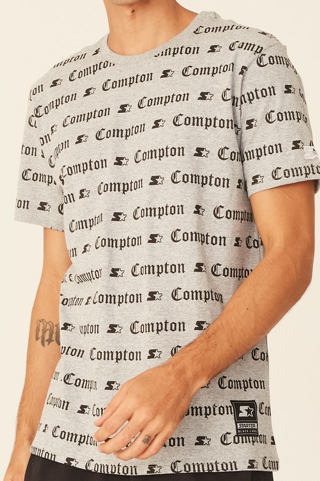 Camiseta-Starter-Basica-Estampada-Compton-Cinza-Mescla