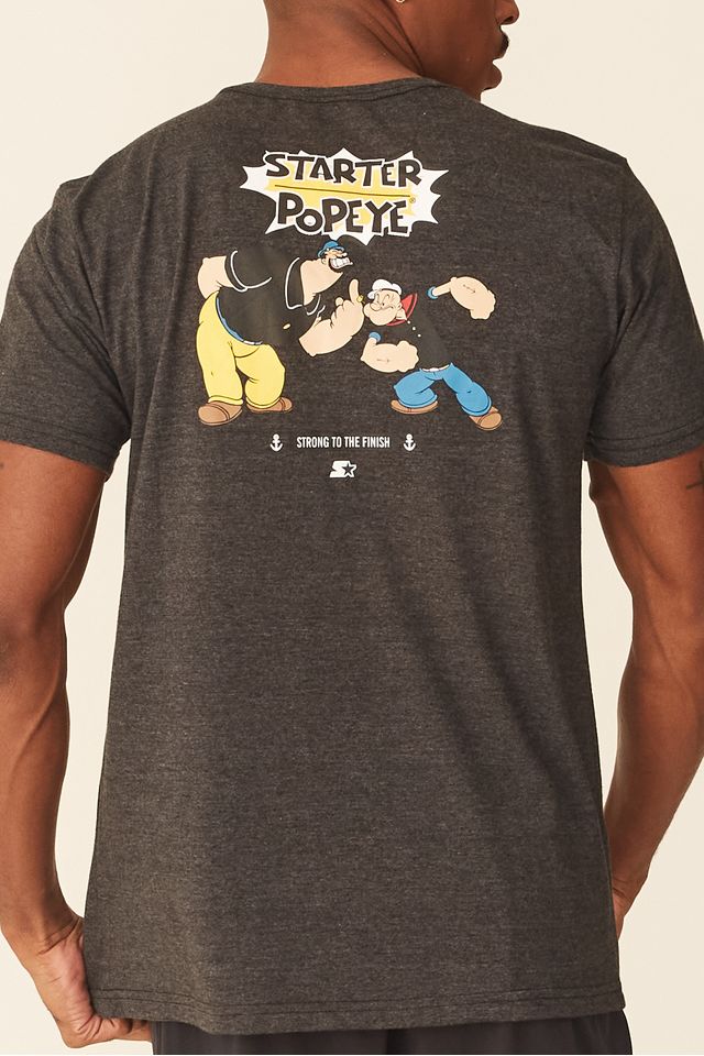 Camiseta-Starter-Estampada-Collab-Popeye-Cinza-Mescla-Escuro