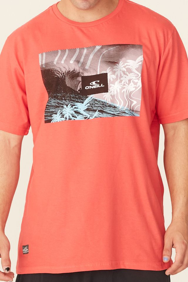 Camiseta-Oneill-Estampada-Wave-Coral