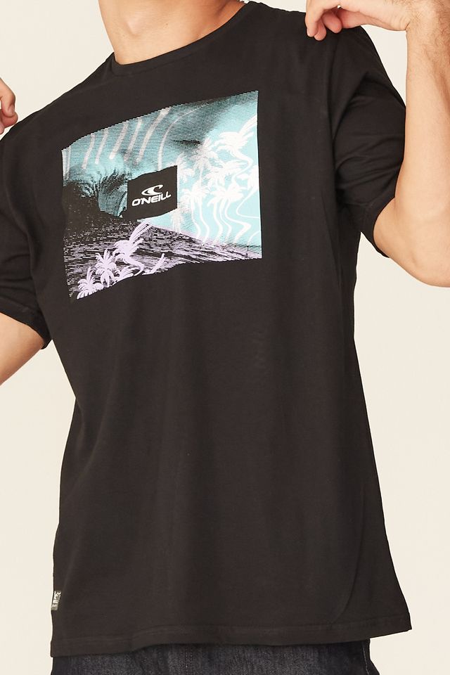 Camiseta-Oneill-Estampada-Wave-Preta