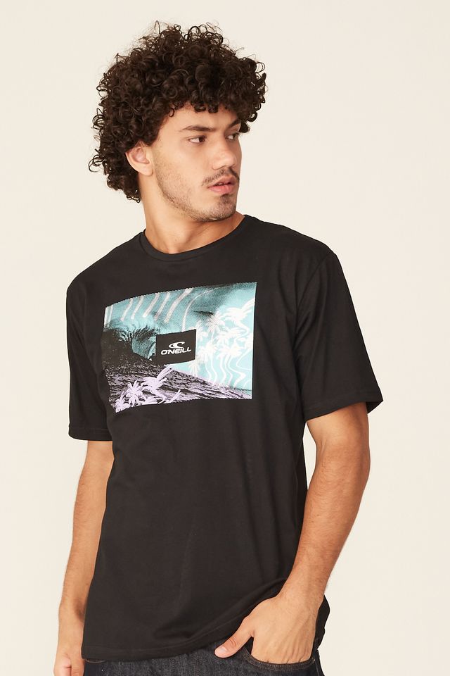 Camiseta-Oneill-Estampada-Wave-Preta