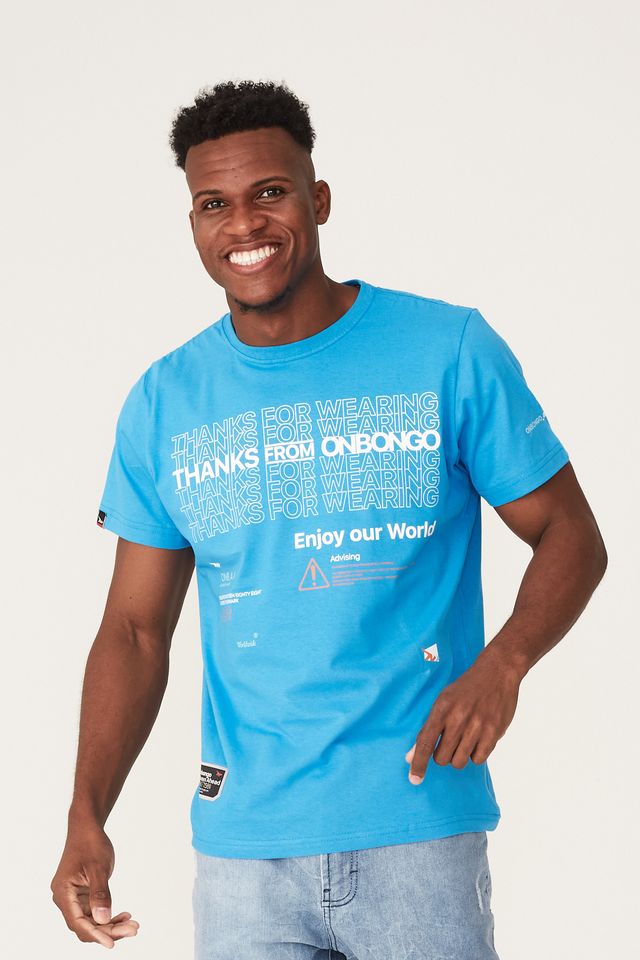 Camiseta-Onbongo-Estampada-Enjoy-Your-World-Azul-Turquesa