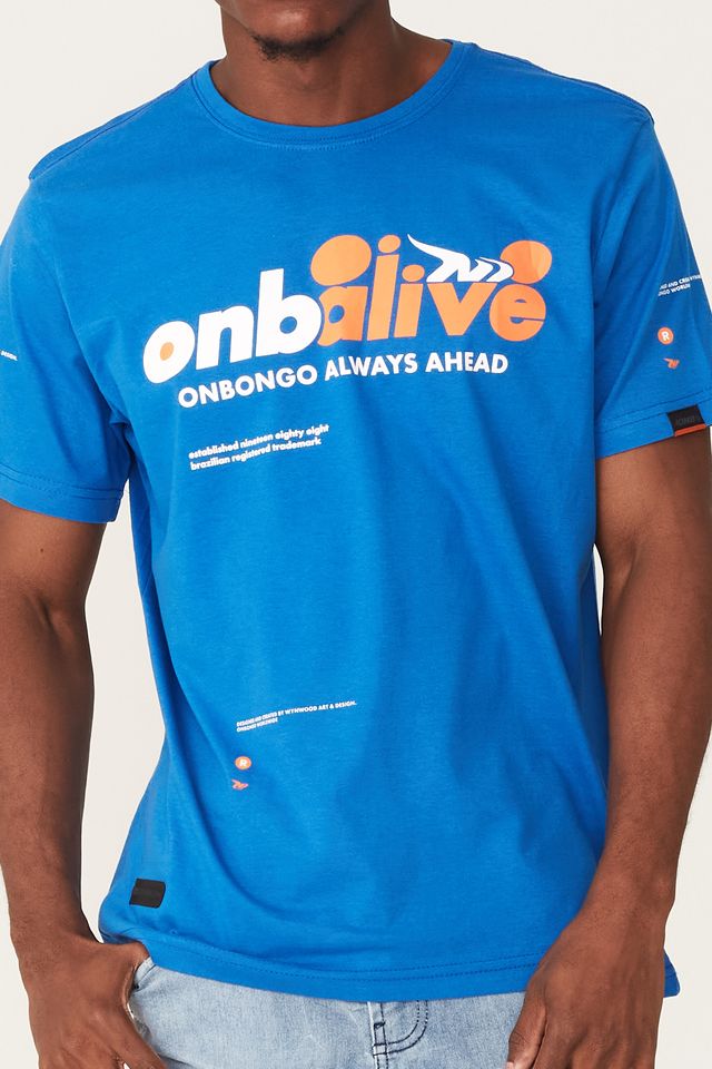 Camiseta-Onbongo-Estampada-Alive-Azul