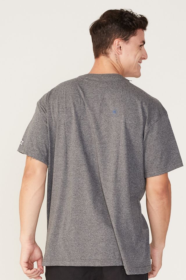 Camiseta-Starter-Plus-Size-Estampada-Cinza-Mescla-Escuro