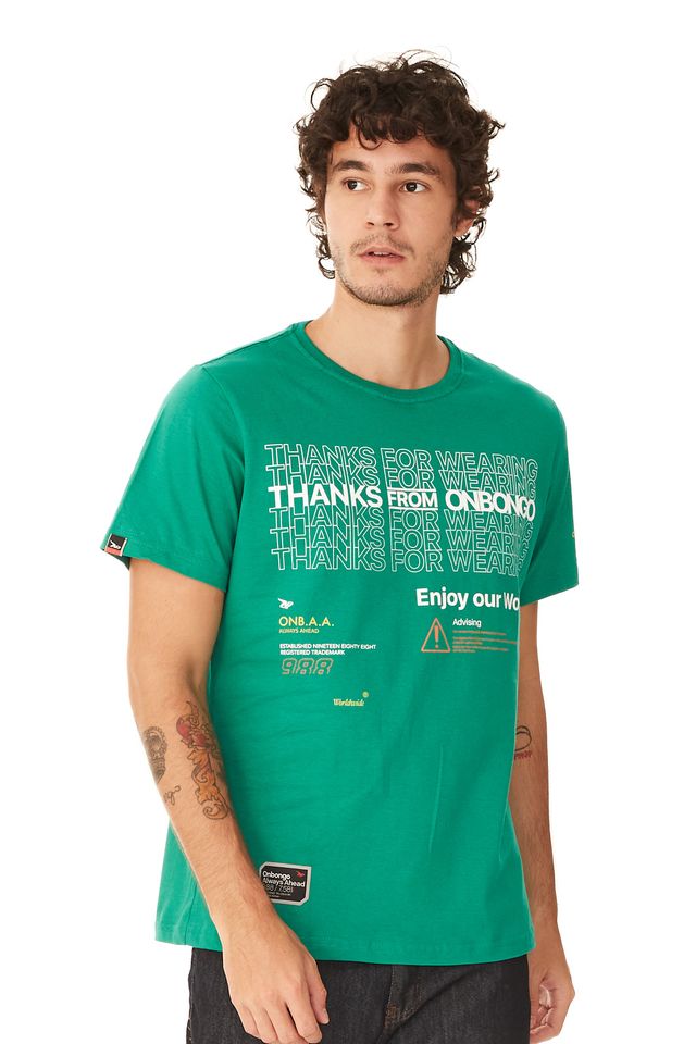 Camiseta-Onbongo-Estampada-Enjoy-Your-World-Verde