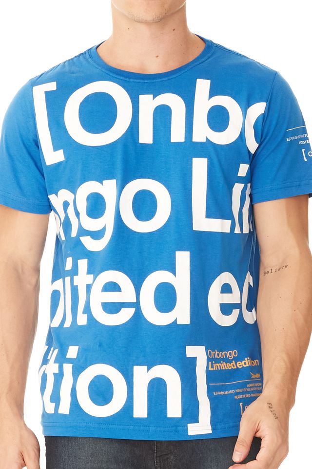 Camiseta-Onbongo-Estampada-Big-Letter-Azul
