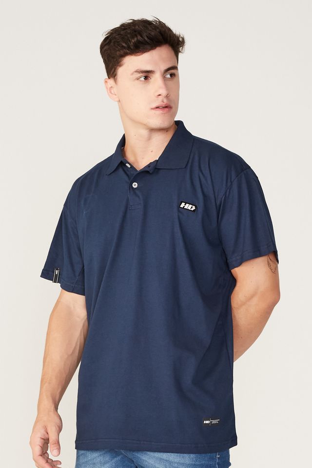 Camisa-Polo-HD-Plus-Size-Estampada-Azul-Marinho