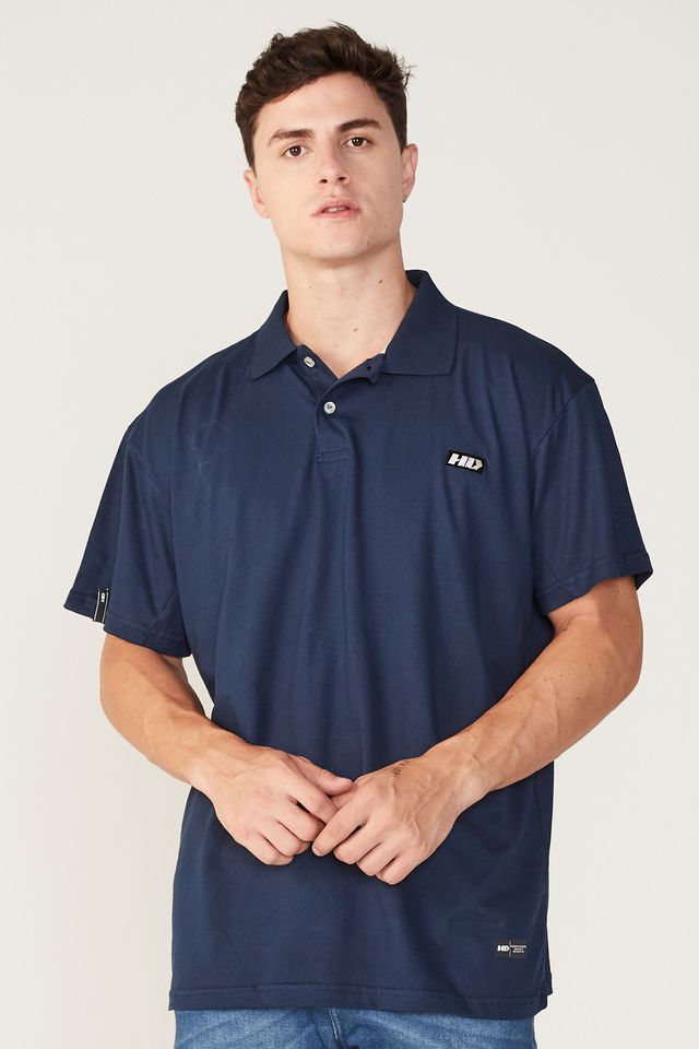 Camisa-Polo-HD-Plus-Size-Estampada-Azul-Marinho