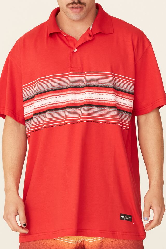 Camisa-Polo-HD-Plus-Size-Estampada-Vermelha