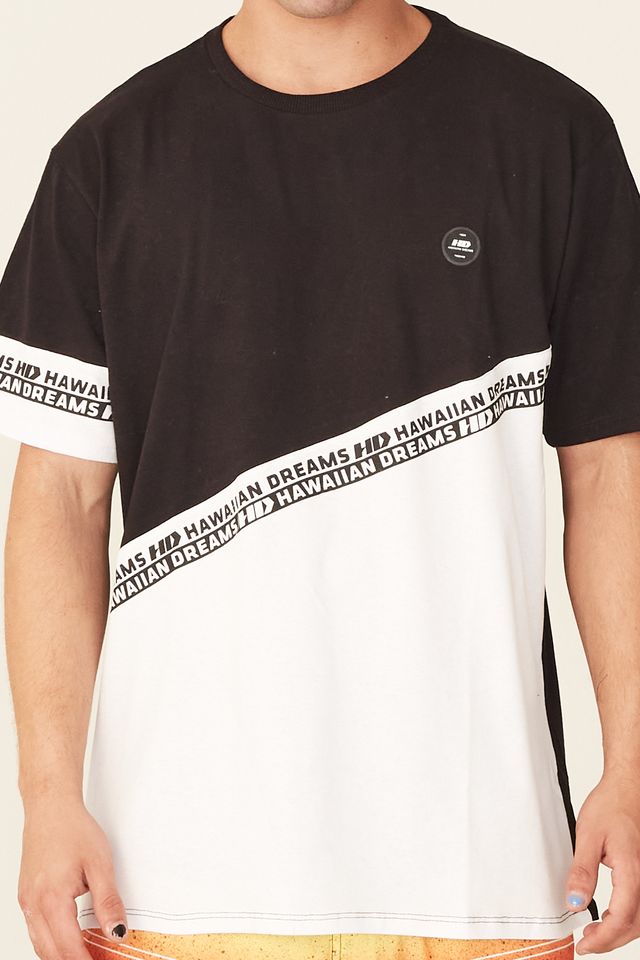 Camiseta-HD-Especial-Estampada-Mini-Logo-Preta-Com-Branca