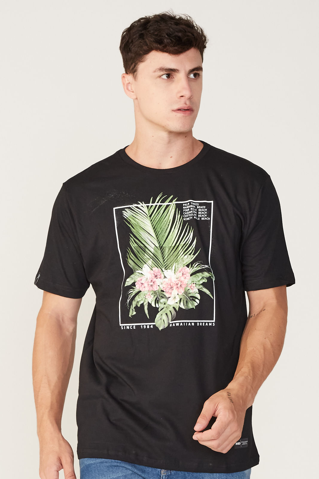 Camiseta HD Estampada Palm Trees Preta