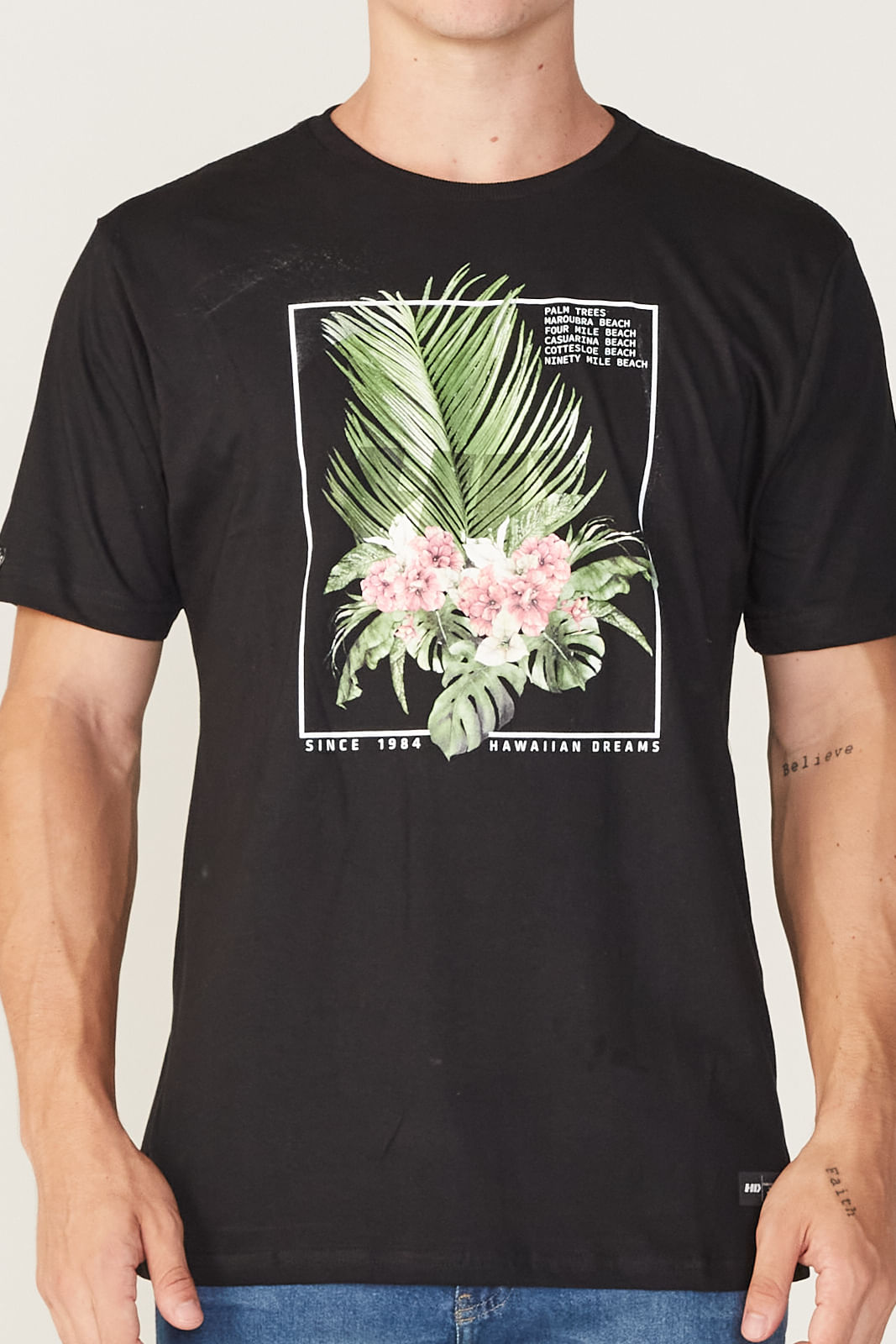 Camiseta HD Estampada Palm Trees Preta