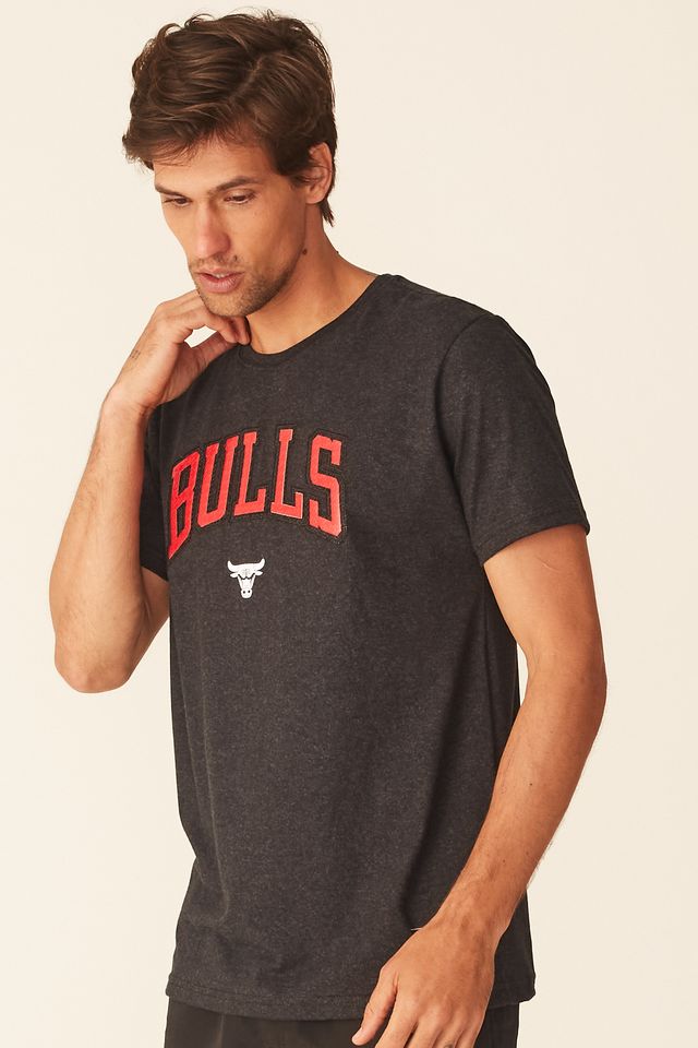Camiseta-NBA-Estampada-Chicago-Bulls-Casual-Preta-Mescla