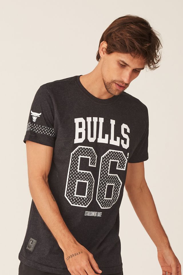 Camiseta-NBA-Estampada-Chicago-Bulls-Casual-Preta-Mescla