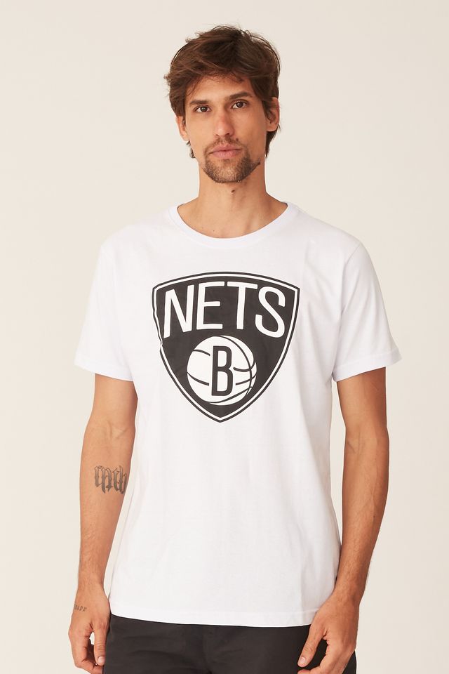 Camiseta-NBA-Estampada-Big-Logo-Brooklyn-Nets-Casual-Branca