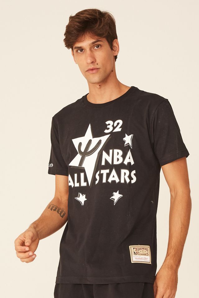 Camiseta-Mitchell---Ness-Estampada-NBA-All-Star-Shaquile-Oneal-Preta-Mescla