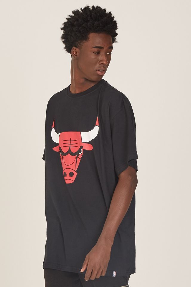 Camiseta-NBA-Plus-Size-Estampada-Chicago-Bulls-Casual-Preta